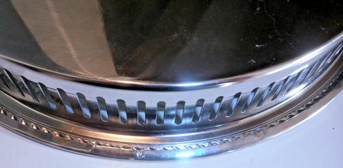 Vintage Irvinware Silver Plated Ornate Design Braided Rim 12" Round Serving Tray - Picture 11 of 15