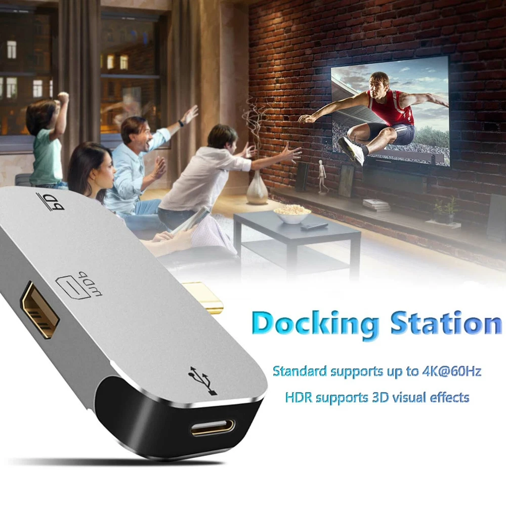 USB Hub Type C 3.1 to Mini DP C Port Adapter 3-in-1 Multi USB PD Docking Station