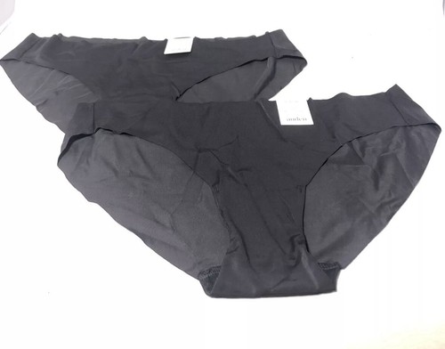 x2 Womens Laser Cut Cheeky Bikini Panties - Auden Size L (12-14) Black NWT - Picture 3 of 5