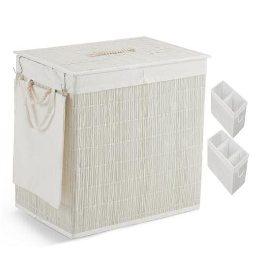Large 42.3 Gallon Handwoven Rattan Laundry Hamper with Lid-image