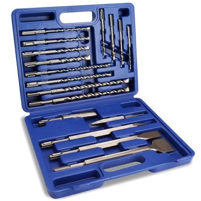 17-Pc Carbide Masonry Chisel Set w/ Storage Case