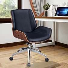 Office Real Leather Ergonomic Racing Desk Chair Swivel Computer Chair Black