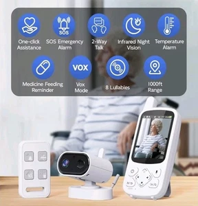 Elderly Monitor with Camera and Audio, Call Button/2 Way Talk Room Monitors f...