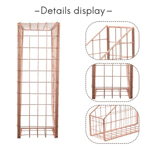 Rose Gold Electroplated Iron Book Holder Desktop Shelf File Magazine Book6522 - Imagen 4 de 9