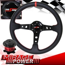 Universal Black Red Stitching Steering Wheel Competition Quick Release Godsnow