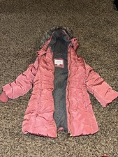 WonderKids Girls Pink Puffer Coat Fur Hood Long Sleeve Zip Size 5T
