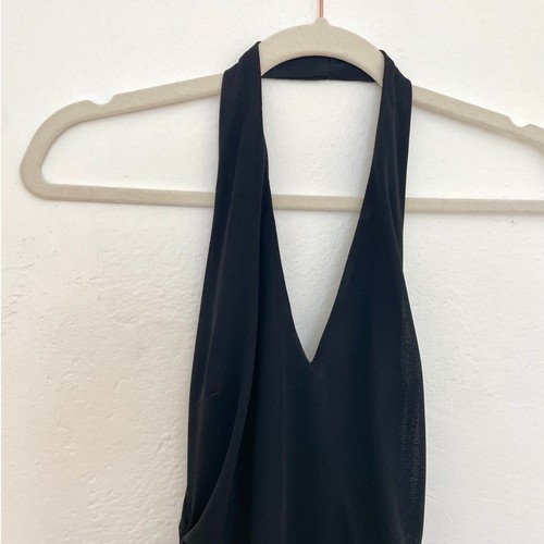 90s Y2K David Meister Halter Neck Asymmetric Black Slip Dress Size 2 - Bild 6 von 11