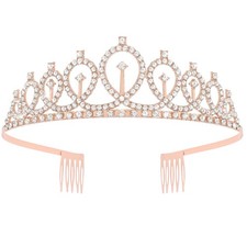 Rose Gold Tiara Crown for Crystal Ornate Bridal Crown