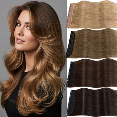 Clip in 100% Real Remy Human Hair Extensions 3/4 Full Head Thick Weft One Piece