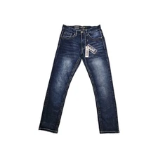 True Luck Jeans Men's 30/30 Slim Fit Classic Stretch Flap Pockets Thick Stitch