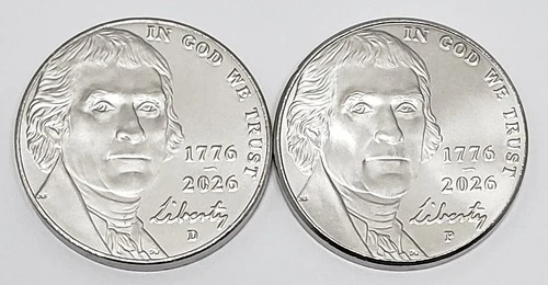 2026 P & D JEFFERSON NICKEL SET (2 COINS)  AVE CIRCULATED  **FREE SHIPPING**