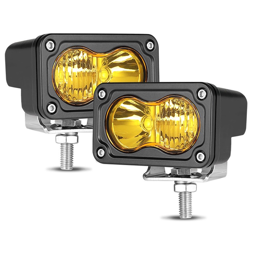 2x 3inch 40W Amber LED Work Light Spot Flood Cube Pods Driving Fog Lamp ...