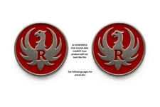 Factory Ruger Red & Silver Pistol Grip Medallions – OEM Pair Made in USA