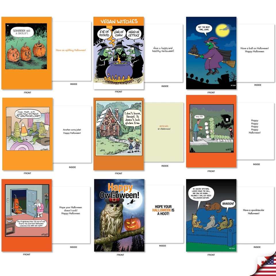 36 tarjetas de felicitación divertidas de Halloween surtidas con sobre (1 cada una) mezcla de monstruos Foto 4 de 4