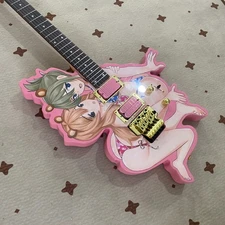 Anime electric guitar twin girls 24 frets gold hardware special shape in stock