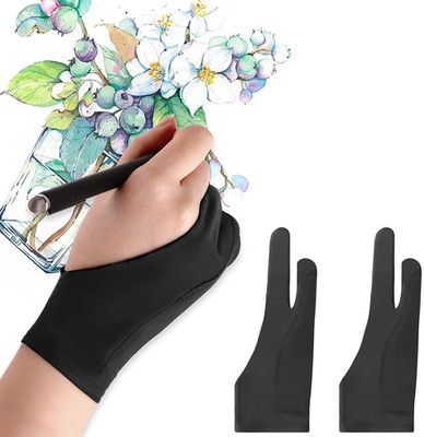 Artists Gloves 2 Pack - Palm Rejection Gloves with Two Fingers for Paper Sketchi
