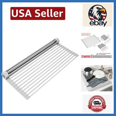 Warm Gray Roll-Up Dish Drying Rack - 20.5'' x 15.5'' for Safe and Stylish Drying