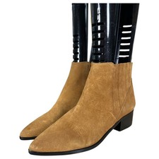 Marc Fisher Yolli Brown Suede Chunky Heel Booties Size 9 NEW without Tags