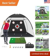 10x7FT Golf Practice Net with Mat  Targets - Portable Indoor/Outdoor Trainer