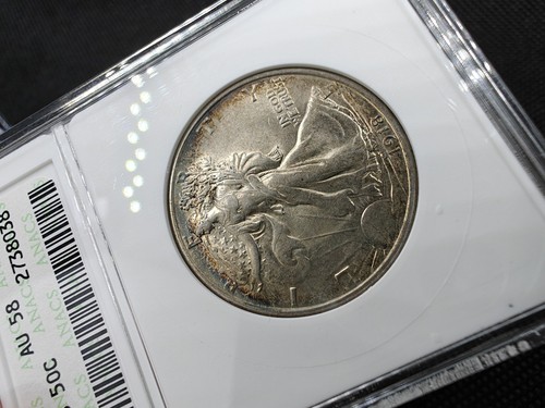 Caja de jabón de tóner Walking Liberty Rim 1918-P ANACS AU58. Moneda de medio dólar Walker 50C - Imagen 9 de 11