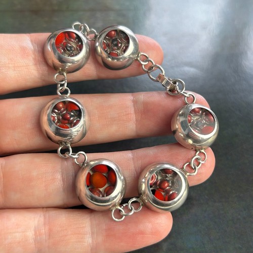 Vintage 960 SILBER Argentium rot Huayruro Samen Tennis Armband peruanisches Glück - Bild 13 von 14