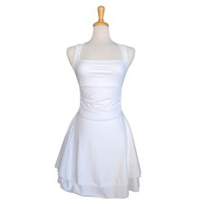 White Square Neck Sleeveless Bodycon Ruched Waist Slimming Active Dress Size S