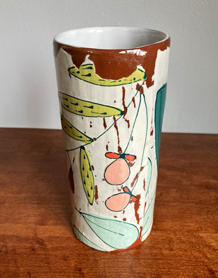 Catie Miller Handmade Medium Terracotta Vase Flower Pattern