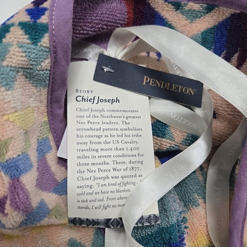 NWT Pendleton Chief Joseph Hooded Kids Towel 24" Pink Native Aztec Print Robe - Picture 4 of 7