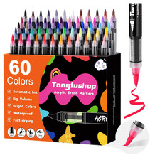 60 Colors Acrylic Paint Markers, Water-Based Paint Pens with Auto Ink Control...