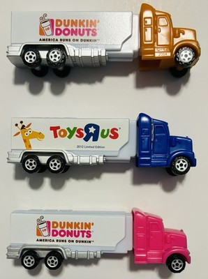 Promotional Trucks - PEZ Dispensers - DUNKIN  DONUT (Pink & Orange) & TOYS R US