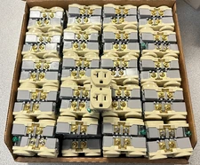 120 NEW Eaton Ivory Outlet Receptacle Raceway Panel Floor Box Mount 20A No Strap