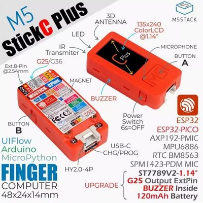 M5Stack Official M5StickC PLUS ESP32 Mini IoT Development Kit