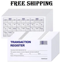 24 PCS Check Registers for Personal Checkbook, Easy to Read Checkbook Register