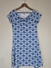 Title Nine Womens Athletic Mini Dress Small Blue Teal Floral Feminine Activewear