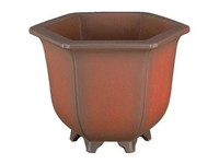 Sechseckige Bonsaischale (Wasserfall-Stil) Steinzeug 16X16X15 Cm - B145