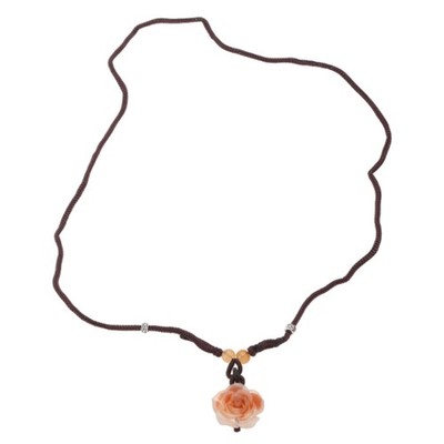 Adjustable Rope Beautiful Camellia Flower Necklace Dainty Flower Round Bead