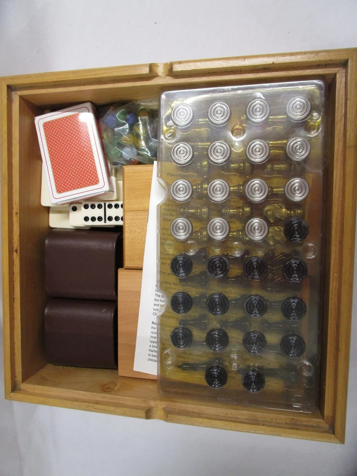 Wooden Multi-Game Set Chess Backgammon Dominoes Cards Compendium - Image 3 of 4