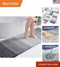 Elegant Grey 70x24 Microfiber Bath Rug - Ultra Absorbent Machine Washable