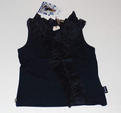 NWT Jottum NOMO Ruffled Tank Top Vest Dark Navy Blue Ruffled Shirt Euro 104 4Y 4