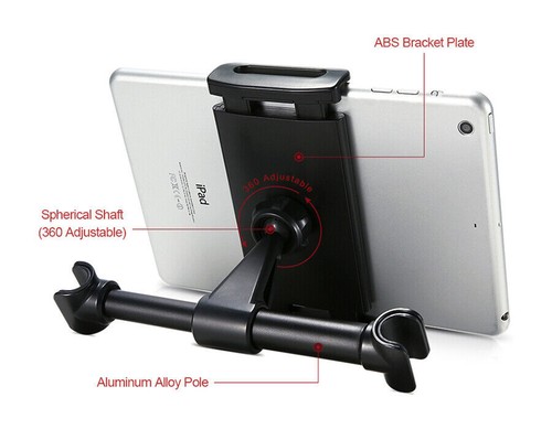 4"-11" Universal Car Back Seat Headrest Phone Tablet Mounting Holder Red & Black - Picture 11 of 12