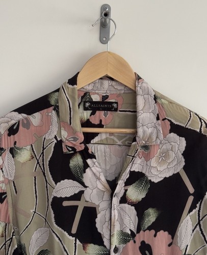 Allsaints “Fuyugi” Long Sleeve Shirt psychedelic Floral Black Multicoloured L - Picture 2 of 11