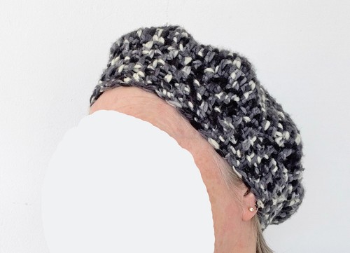 schwarz/grau/weiße Mütze Baskenmütze Beret, 26 cm Durchmesser - Bild 2 von 3