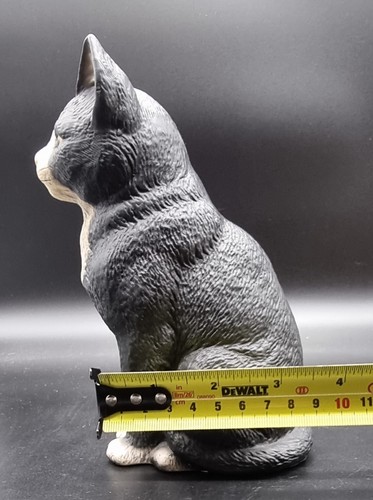 STEHENDE SCHWARZE KATZE HANDBEMALTE KERAMIKSKULPTUR - Bild 10 von 12
