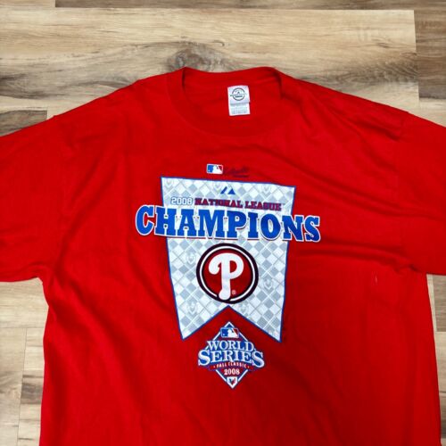 Philadelphia Phillies Shirt Mens XL 2008 World Series Crewneck T Shirt Majestic - Picture 3 of 10