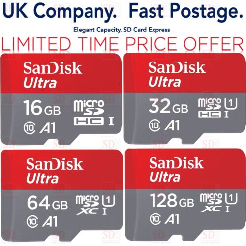 Karta pamięci SanDisk Ultra Micro SD Class 10 SDHC SDXC 32GB 64GB 128GB 256GB TF - Zdjęcie 1 z 72