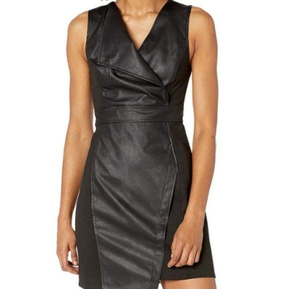 Bcbgmaxazria Womens Knit Faux Leather Sheath Dress Bcbgmaxazria Womens Knit Faux Leather Sheath Dress