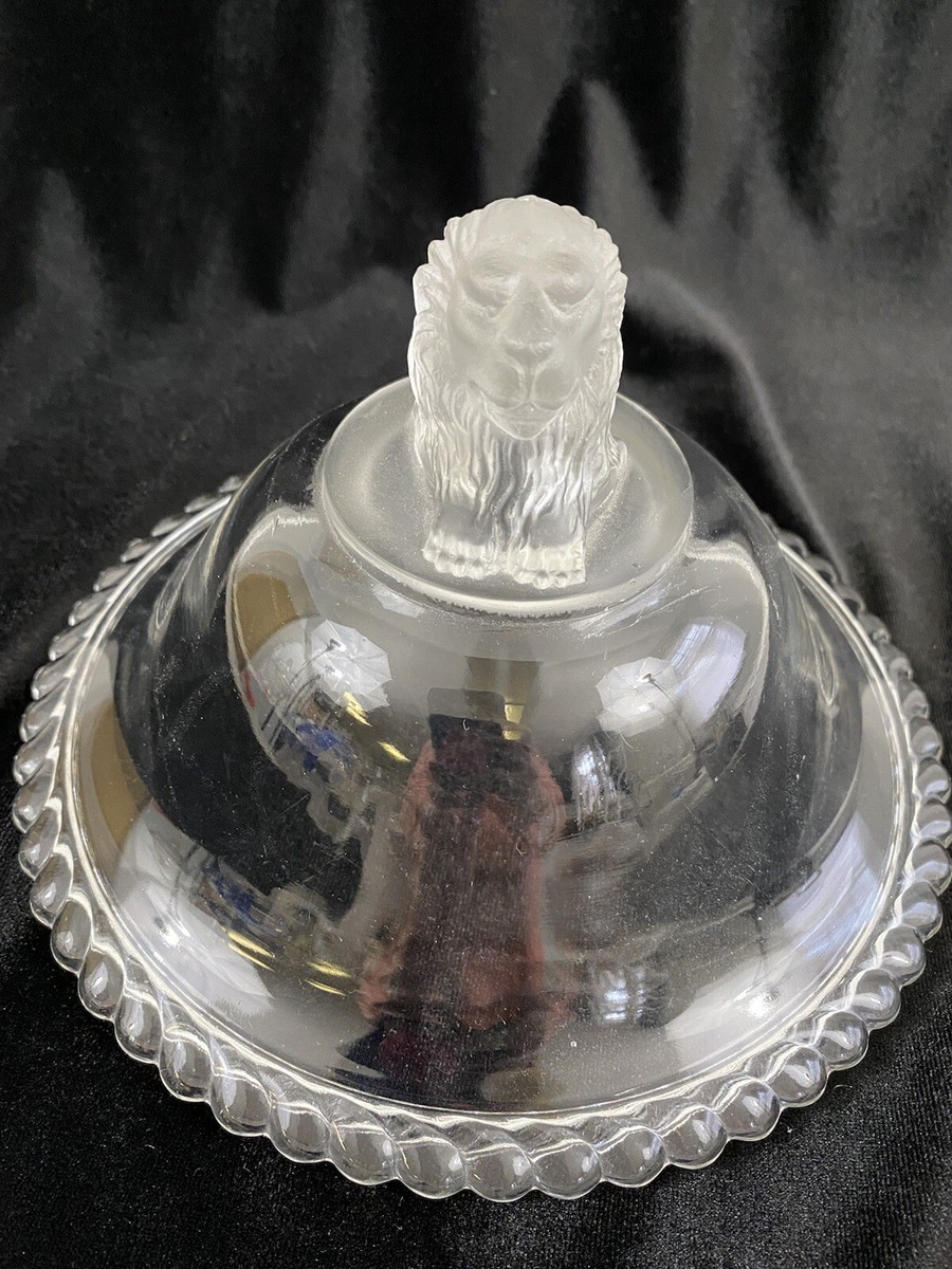 Gillinder Lion Pattern EAPG Glass with Frosted Lion Head and