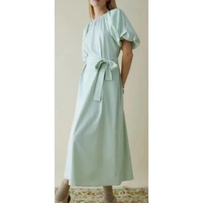 slim fit dress slacks BOUTONS LONG DRESS in pistachio green – Marcia Wear main image 0