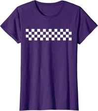 Racing Checkered Finish Line Flag Automobile Motor Ladies' Crewneck T-Shirt