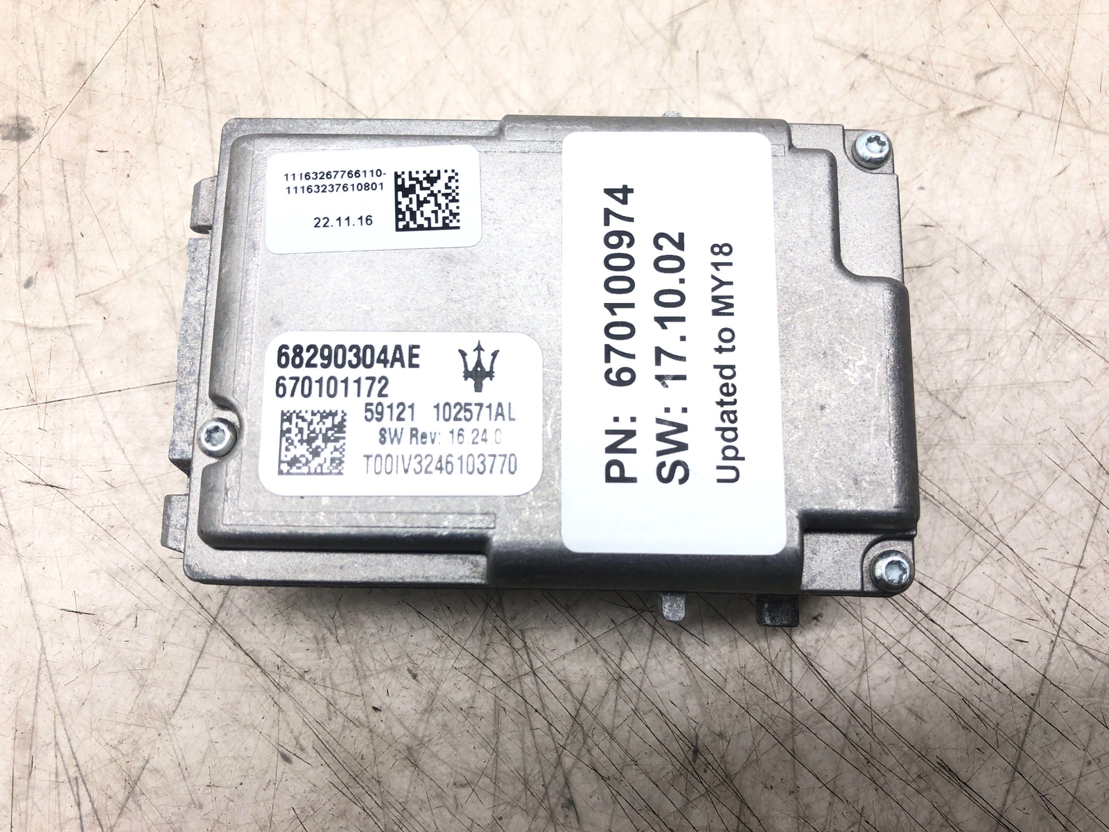 2017-2022 MASERATI LEVANTE FRONT LANE ASSIST CAMERA CONTROL MODULE 670100974 OEM